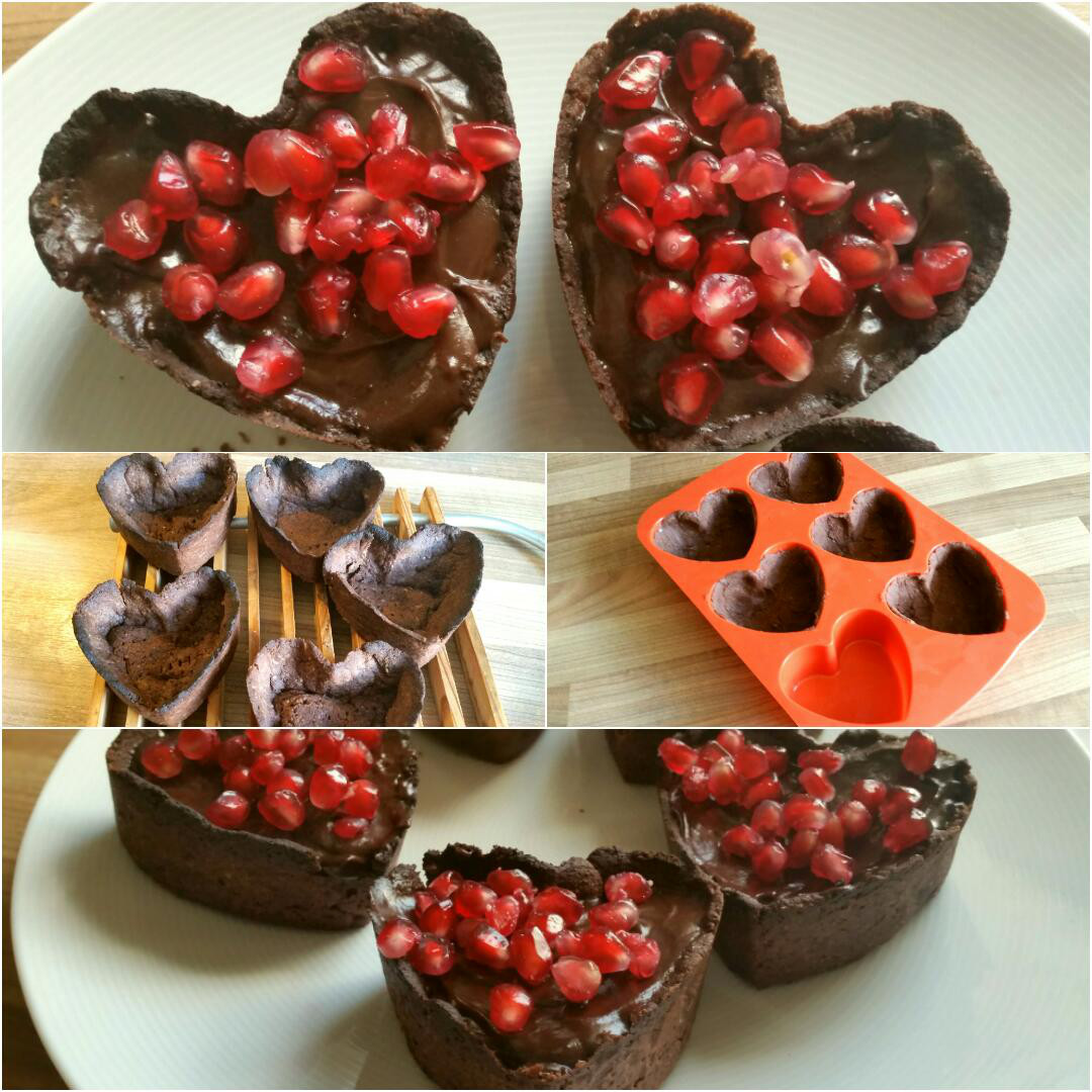 Schokoladen Tartes glutenfrei zum Valentinstag Collage